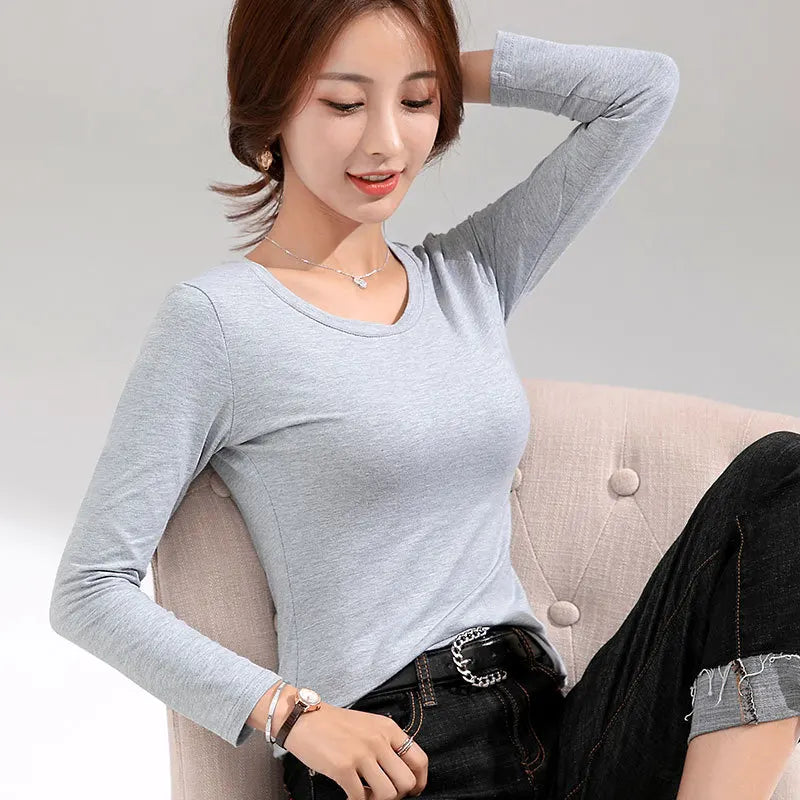 MRMT 2025 Women’s Slim Fit Long Sleeve T-Shirt – 95% Pure Cotton White Top for Women