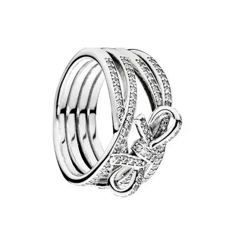925 Sterling Silver Ribbon Twisting Ring | Delicate Sentiments Pandora Style Women’s Wedding Jewelry Gift