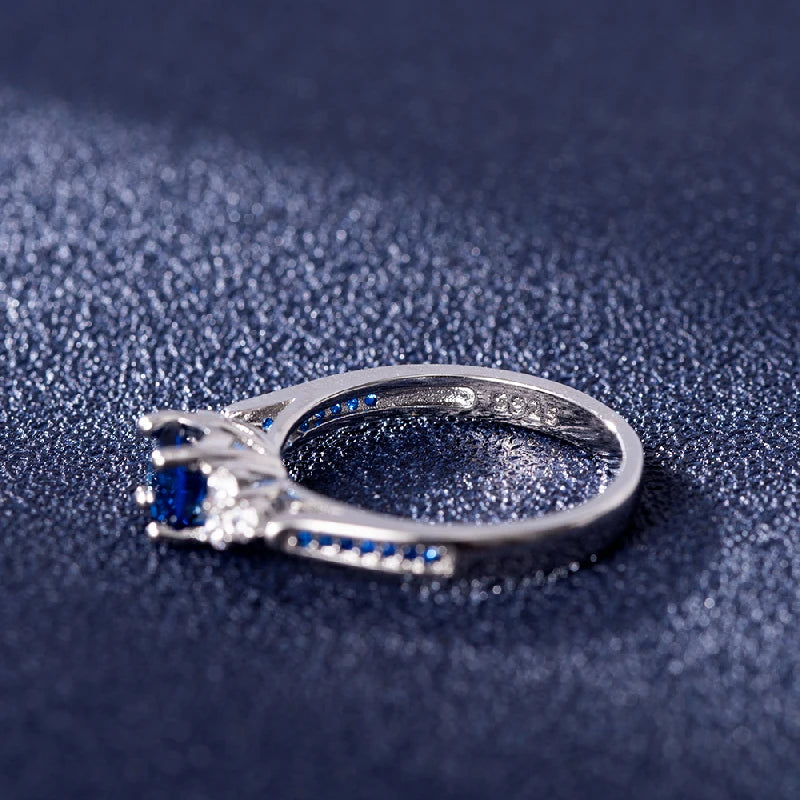 Trendy 925 Sterling Silver Rings with Sapphire Zircon | Women’s Wedding & Engagement Jewelry