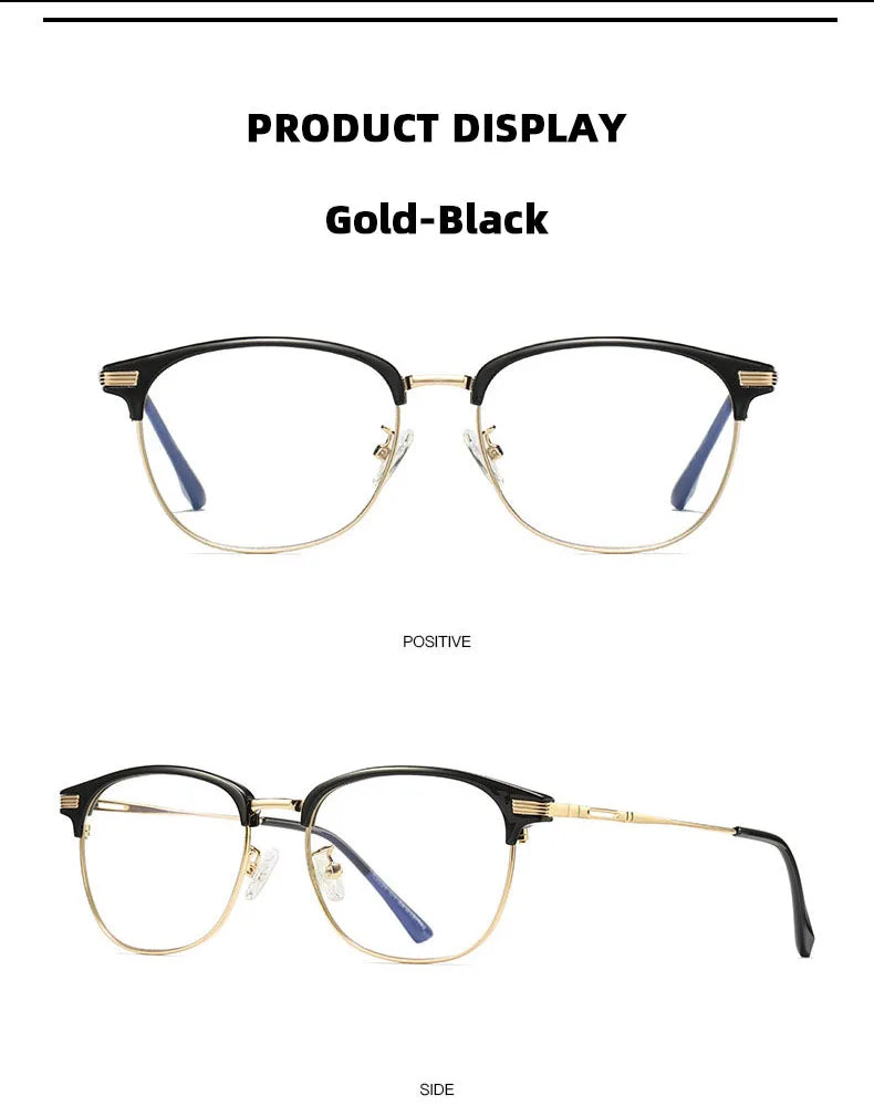 Anti-Blu-ray Round Glasses – TR90 & Metal Computer Gaming Goggles for Men & Women