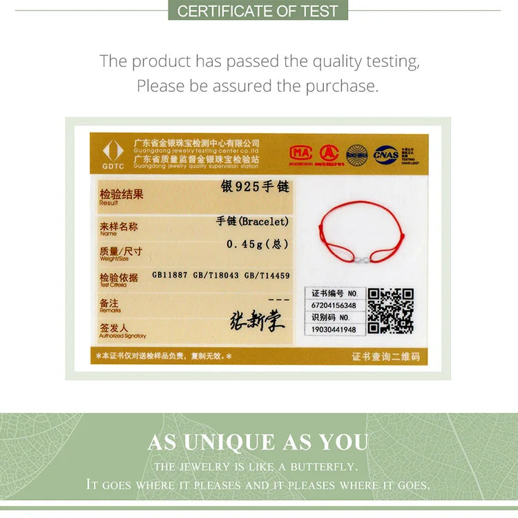 WOSTU 925 Sterling Silver Red Rope Bracelet – Classic Lucky Bangle Fit Pandora Beads Charms DIY Jewelry