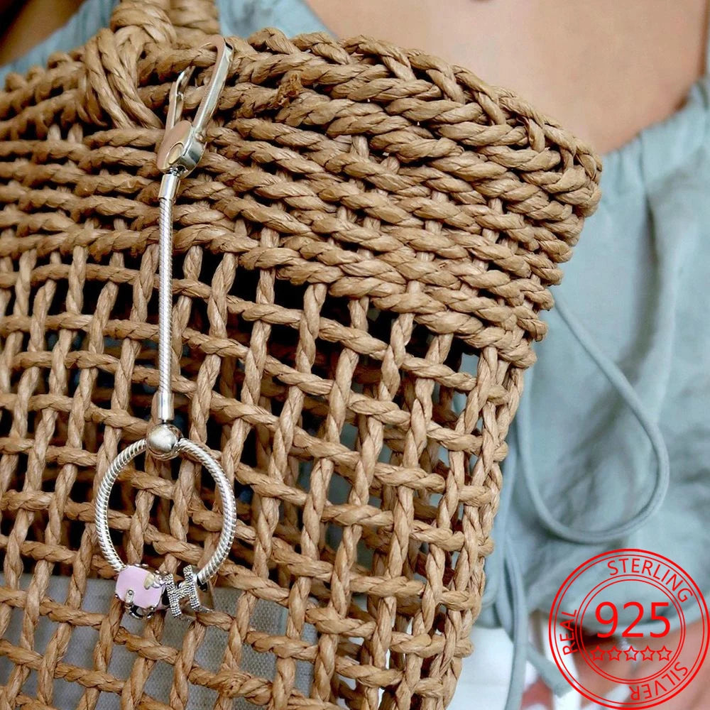 Luxury 925 Sterling Silver Sweet Home Bag Charm – Fits Pandora Key Ring, Necklace & Keychain DIY Jewelry Gift