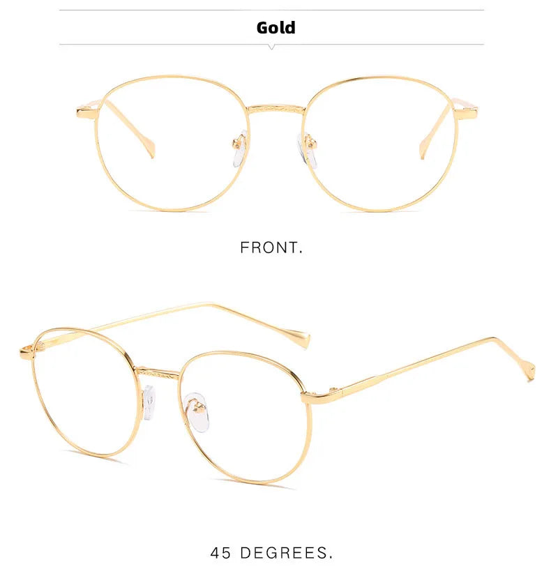 Unisex Metal Round Frame Blue Light Blocking Glasses – Stylish Anti-Blue Light Eyewear for Men & Women