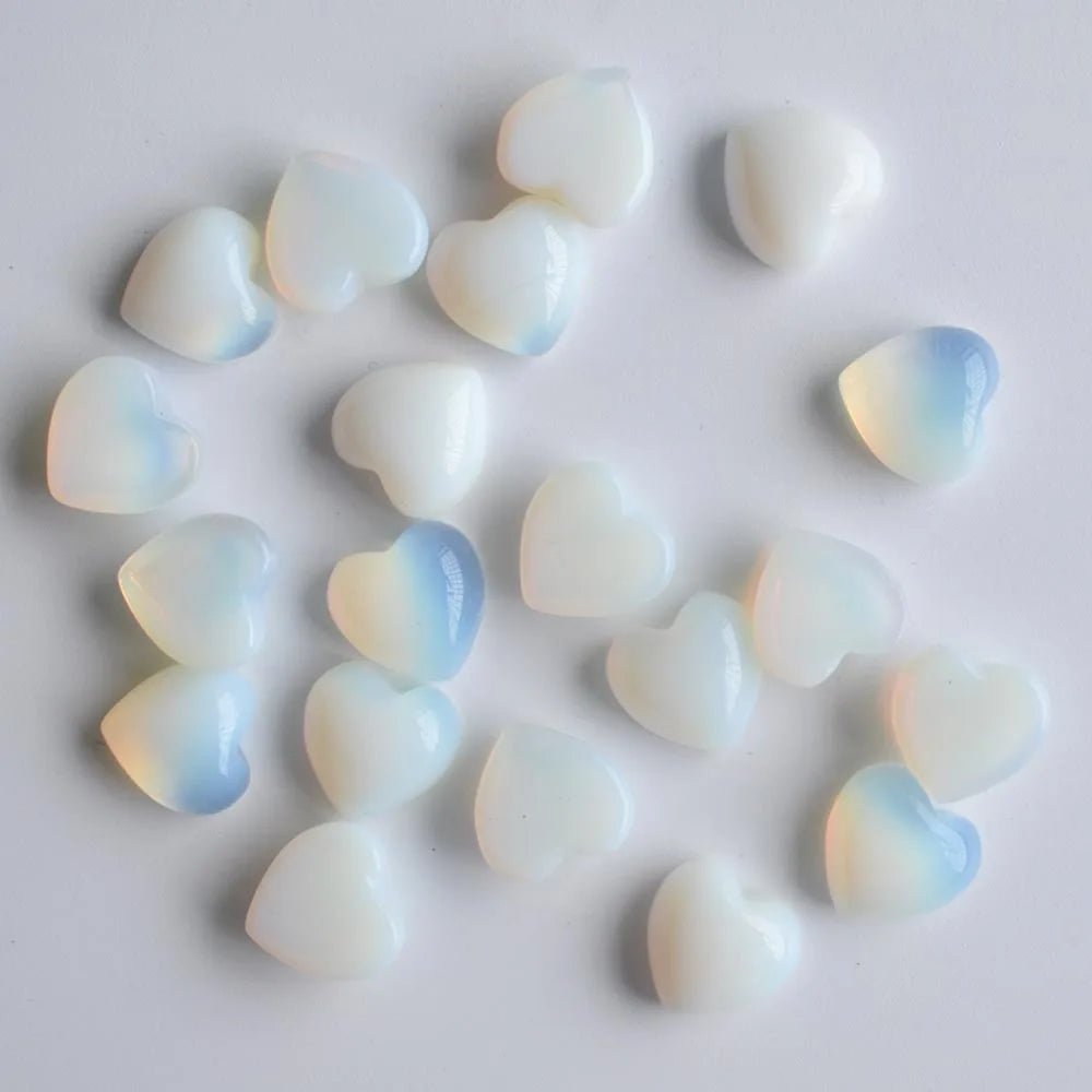 Assorted Natural Stone Heart Cabochons 10mm – 50pcs Wholesale Lot for Jewelry Making High Quality Gemstone Beads