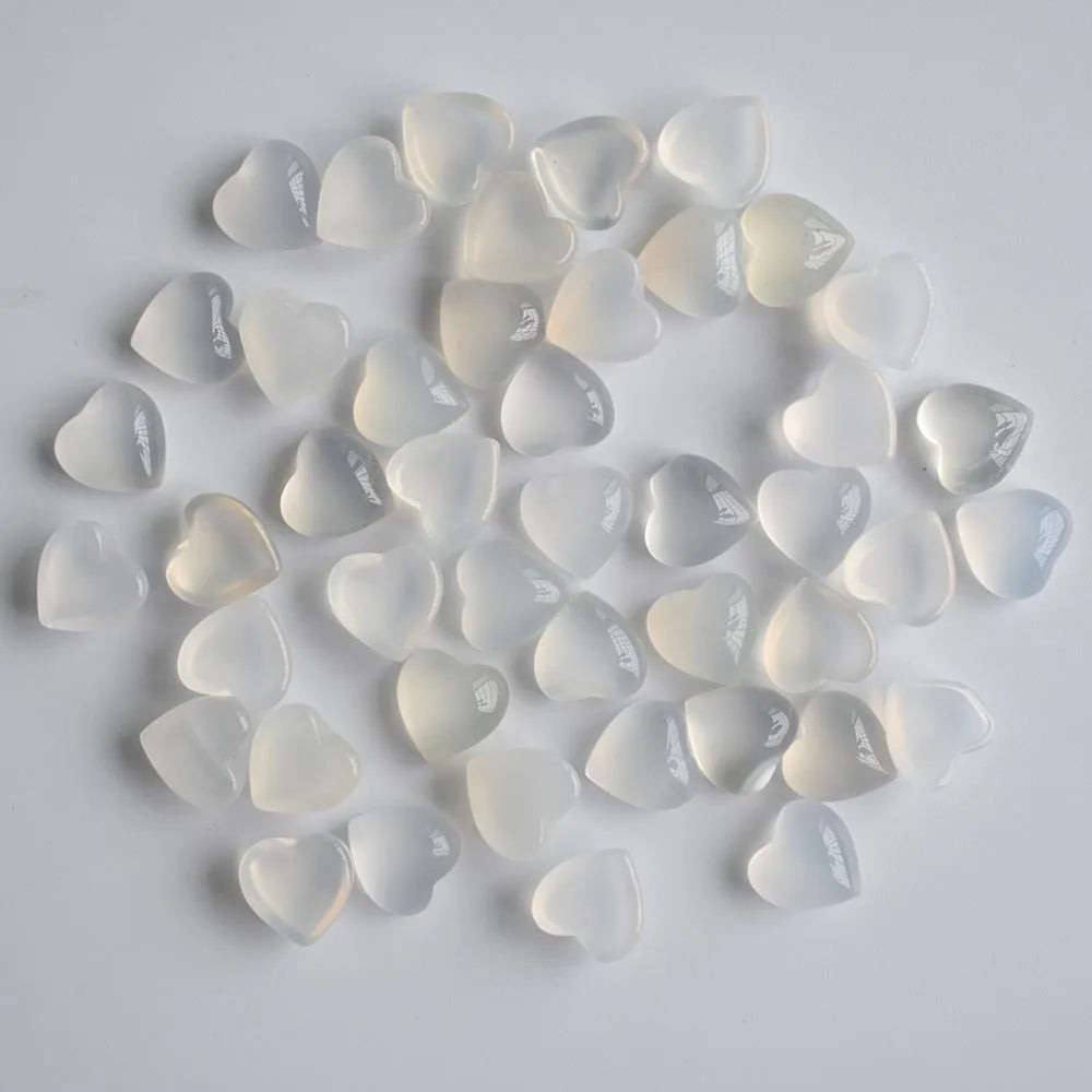 Assorted Natural Stone Heart Cabochons 10mm – 50pcs Wholesale Lot for Jewelry Making High Quality Gemstone Beads