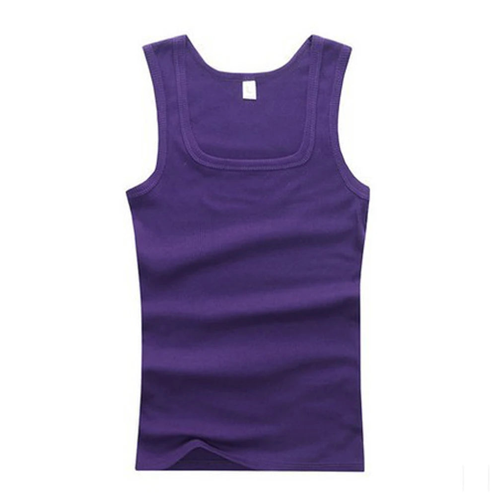 Solid Square Neck Tank Tops | Men & Women Black, White & Gray Fitness Singlets