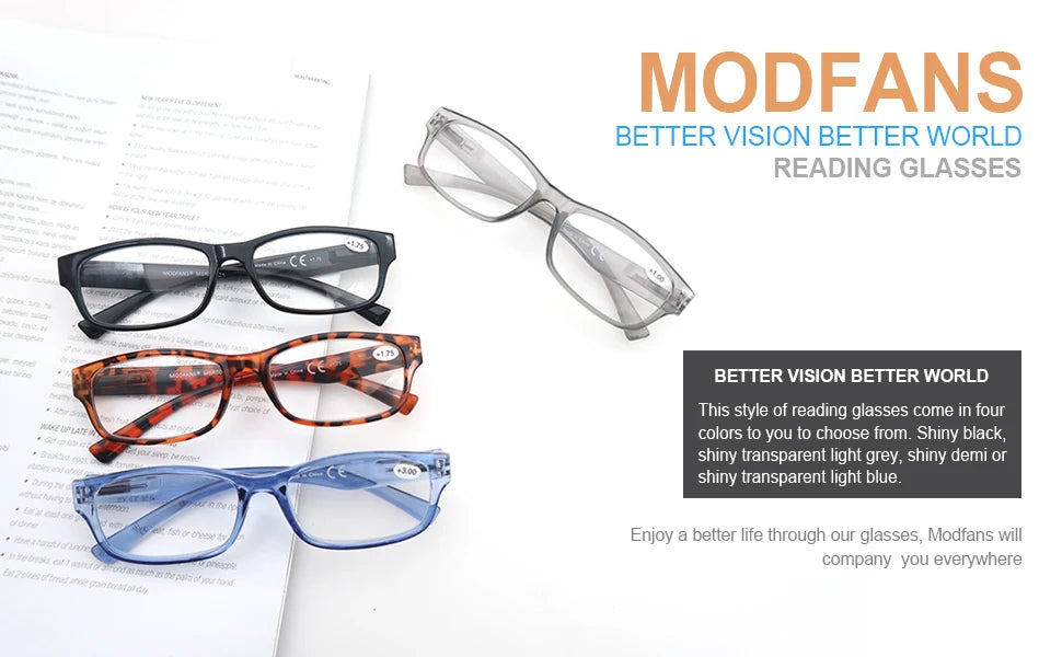 MODFANS 3 Pack Reading Glasses for Men – Vintage Square Frame Eyeglasses with Spring Hinges | High Quality & Great Value