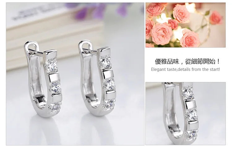 LByzHan Authentic 925 Sterling Silver Harp & Horseshoe Zircon Stud Earrings for Women – Elegant Wedding Gift