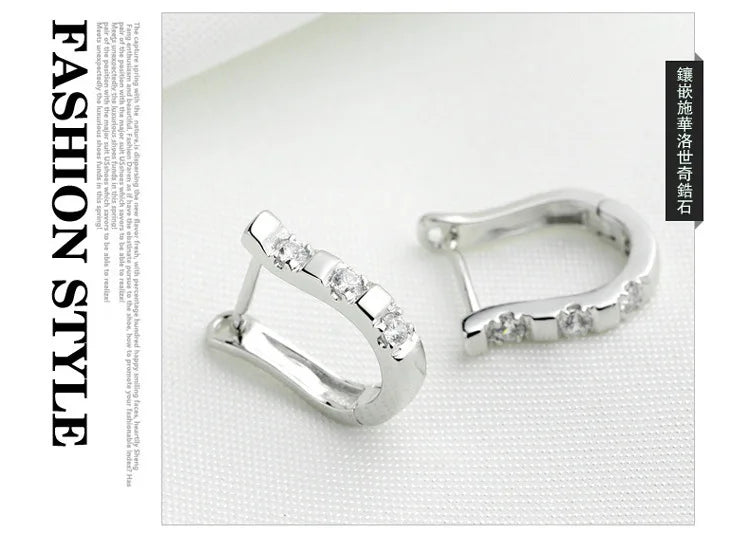 LByzHan Authentic 925 Sterling Silver Harp & Horseshoe Zircon Stud Earrings for Women – Elegant Wedding Gift