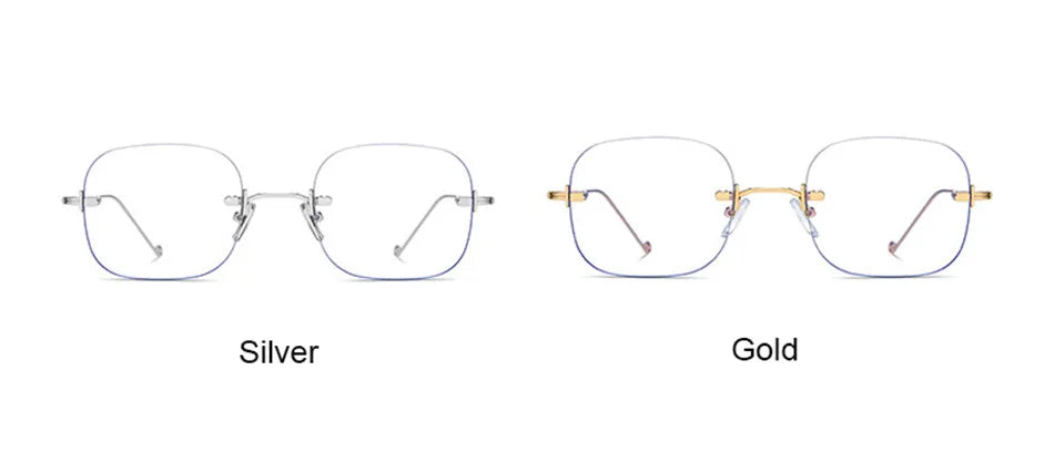Rimless Square Reading Glasses – Blue Light Blocking Computer Eyeglasses | Fashion Reader for Women & Men +1.0 to +3.5
