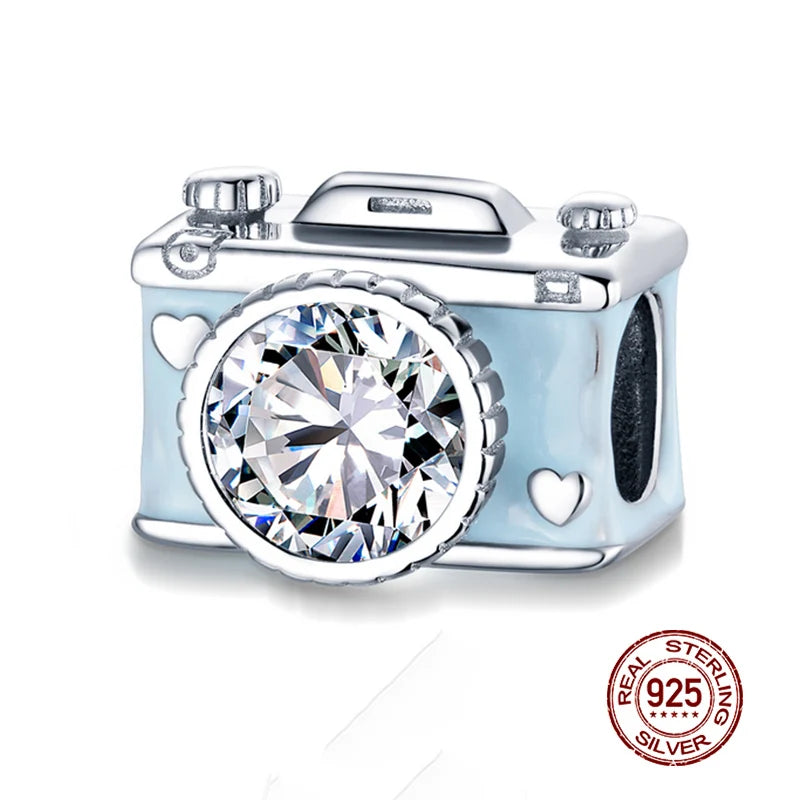 WOSTU 925 Sterling Silver Mixed Charms | Pet, Camera, Bee, Coffee & Ladybug Beads – Fit Original Pandora DIY Bracelet Jewelry