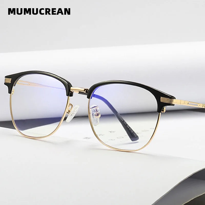 Anti-Blu-ray Round Glasses – TR90 & Metal Computer Gaming Goggles for Men & Women