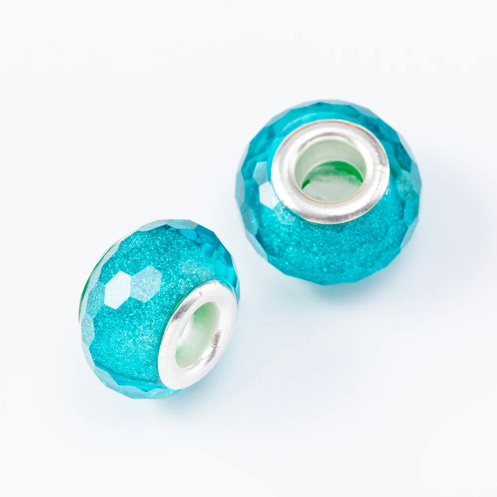 20Pcs Silver Plated Mix Color Resin Plastic Bead Charms Fit Pandora Bracelet DIY Jewelry