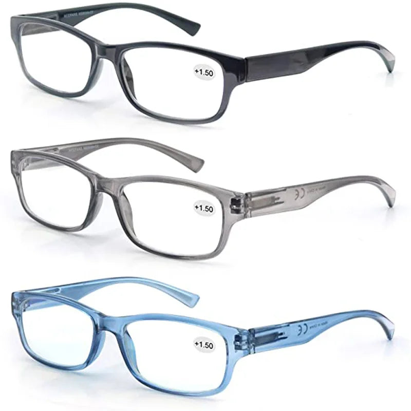 MODFANS 3 Pack Reading Glasses for Men – Vintage Square Frame Eyeglasses with Spring Hinges | High Quality & Great Value