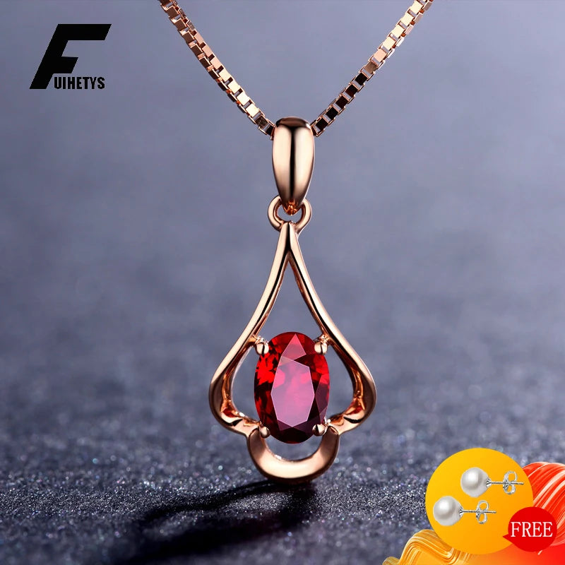 Retro 925 Sterling Silver Oval Ruby Pendant Necklace – Women’s Wedding & Party Jewelry