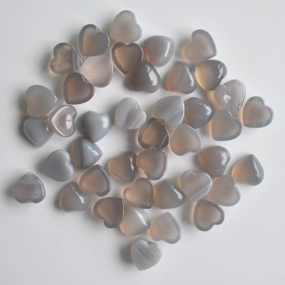 Assorted Natural Stone Heart Cabochons 10mm – 50pcs Wholesale Lot for Jewelry Making High Quality Gemstone Beads