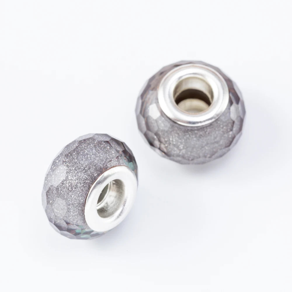 20Pcs Silver Plated Mix Color Resin Plastic Bead Charms Fit Pandora Bracelet DIY Jewelry