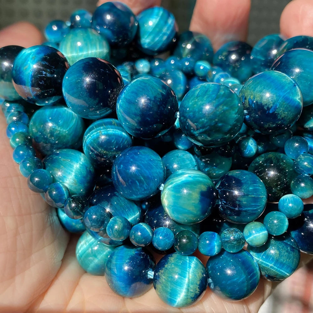 Natural Stone Beads 4 6 8 10mm Tiger Eye Lava Amazonite Turquoise Agate Jasper Beads for DIY Jewelry Making