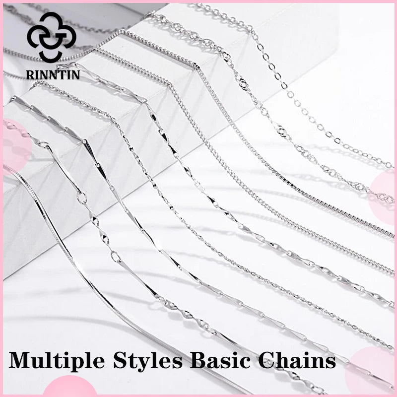 Rinntin 925 Sterling Silver Italian Handmade Chopin Chain Necklace | Simple 1.2mm Women’s Fashion Jewelry SC53