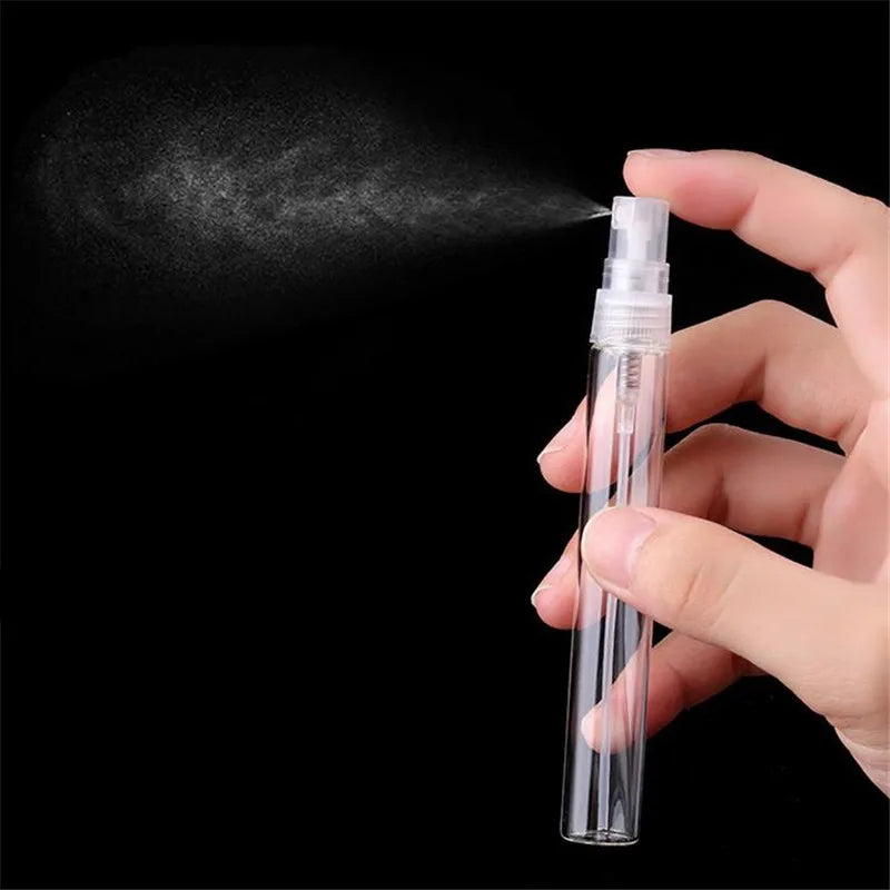 50/100PCS Mini Glass Perfume Bottles – 2ML/5ML/10ML Black & Clear | Portable Empty Cosmetic Sample Vials Wholesale