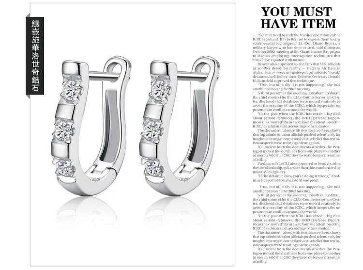 LByzHan Authentic 925 Sterling Silver Harp & Horseshoe Zircon Stud Earrings for Women – Elegant Wedding Gift