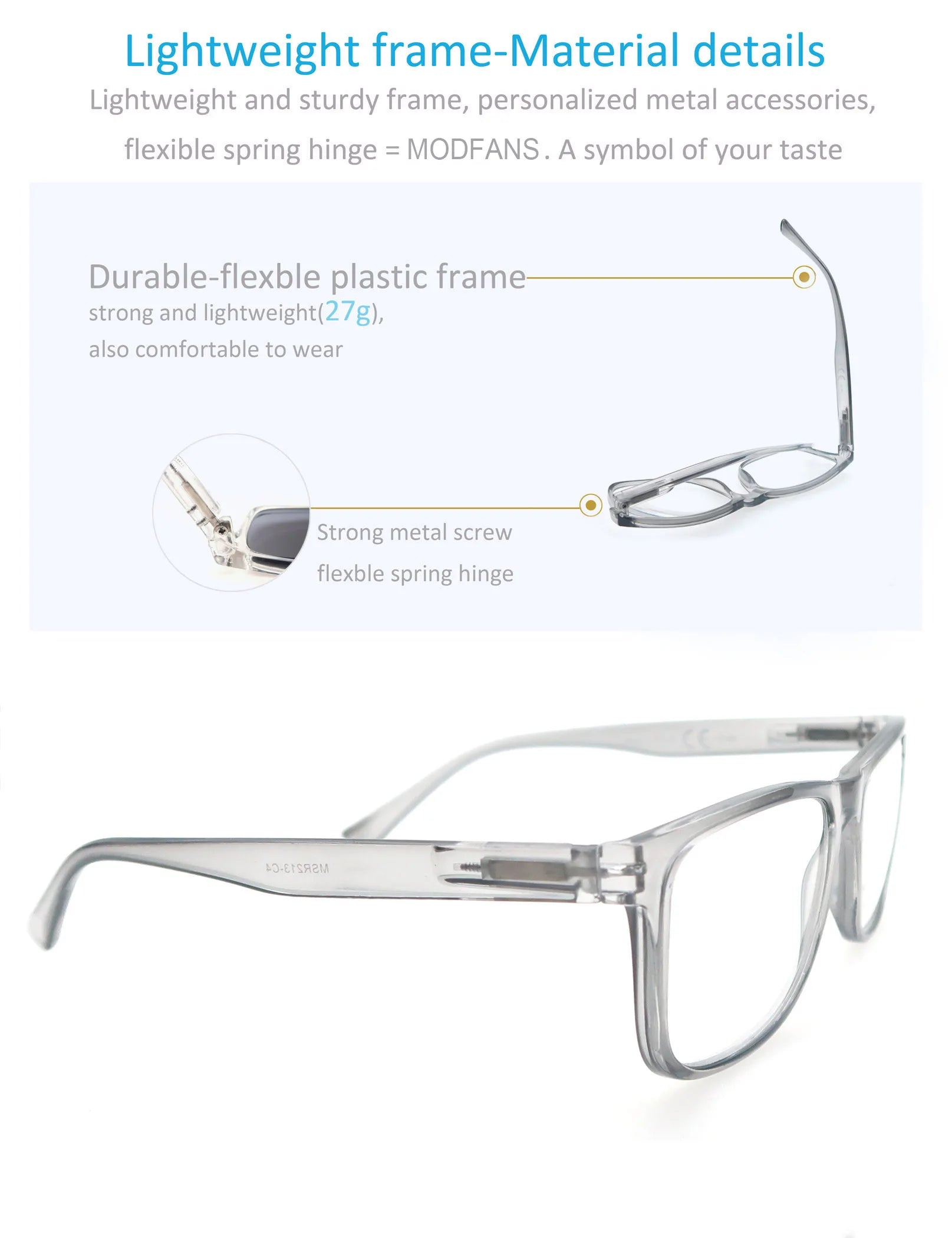 MODFANS Oversize Reading Glasses for Men – Rectangle Classic Frame Readers with Spring Hinge | Lightweight Eyewear MSR213