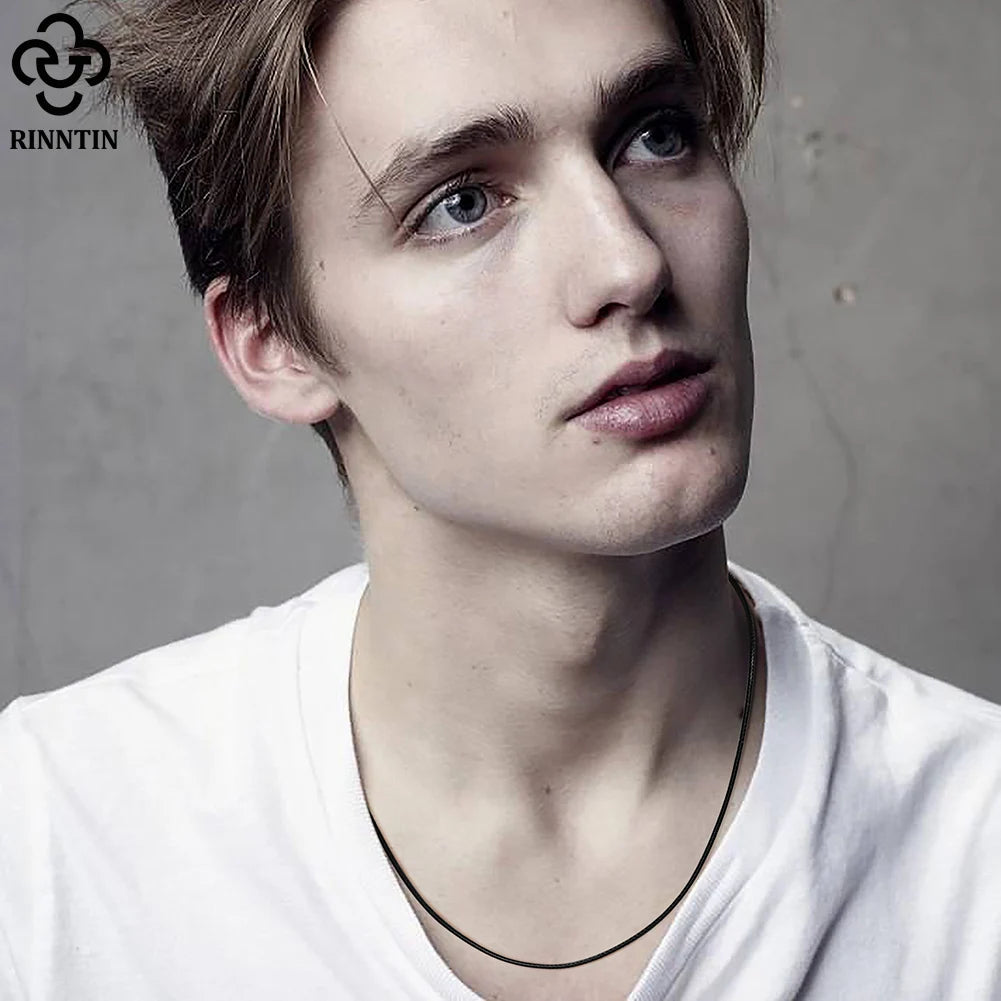 Rinntin Italian 2mm Brown Leather Cord Necklace with 925 Sterling Silver Clasp – Unisex Trendy Jewelry SC62