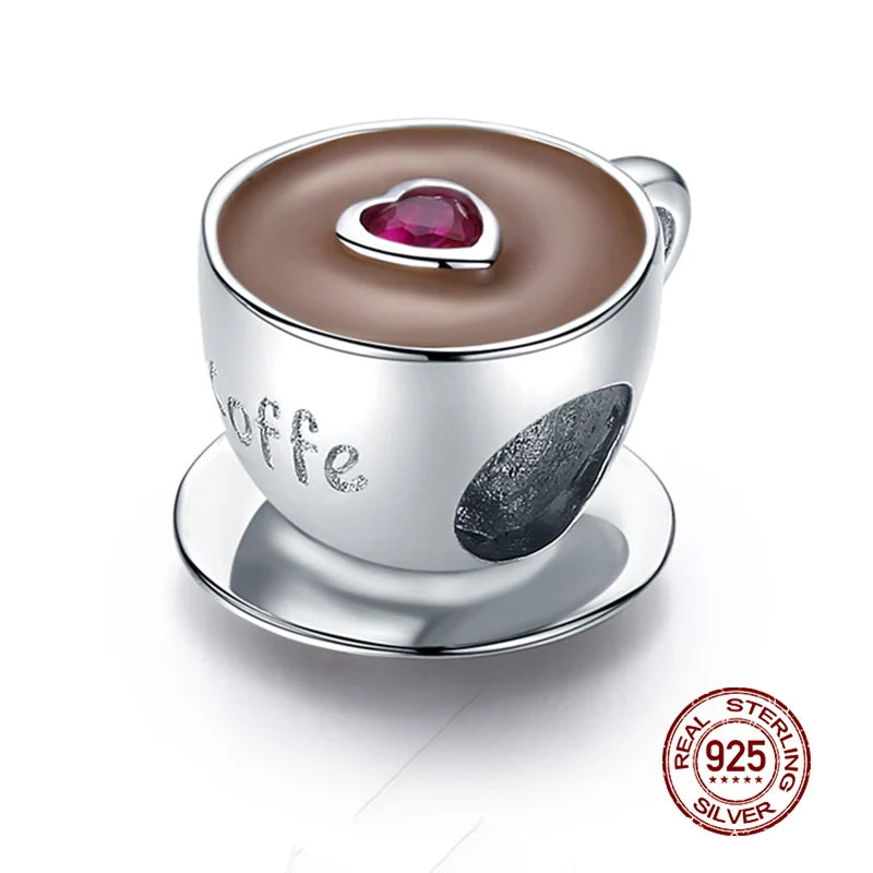 WOSTU 925 Sterling Silver Mixed Charms | Pet, Camera, Bee, Coffee & Ladybug Beads – Fit Original Pandora DIY Bracelet Jewelry