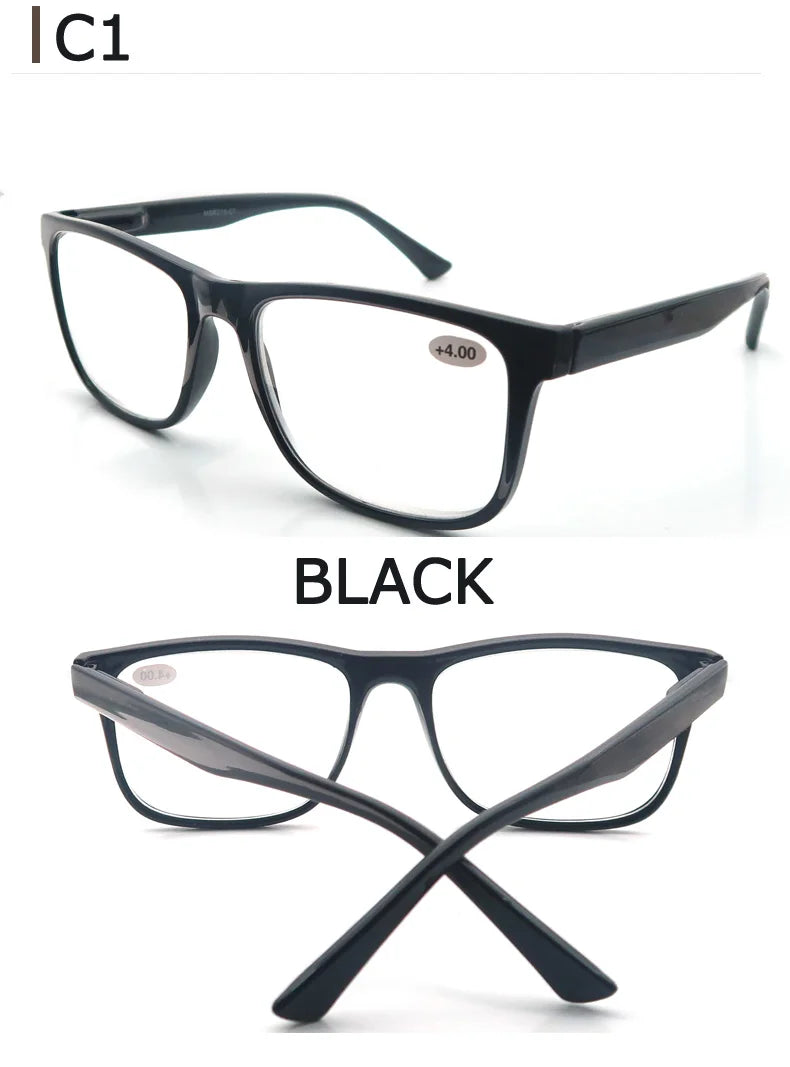 MODFANS Oversize Reading Glasses for Men – Rectangle Classic Frame Readers with Spring Hinge | Lightweight Eyewear MSR213