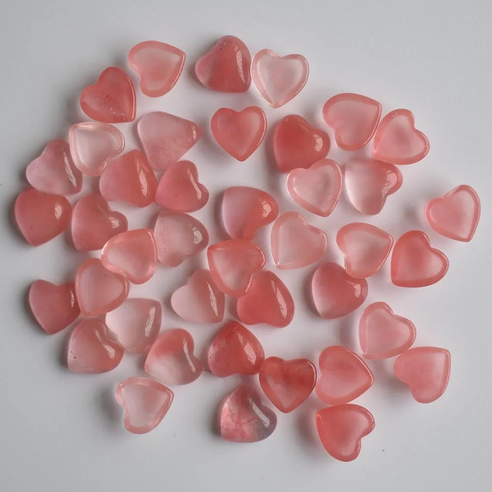 Assorted Natural Stone Heart Cabochons 10mm – 50pcs Wholesale Lot for Jewelry Making High Quality Gemstone Beads