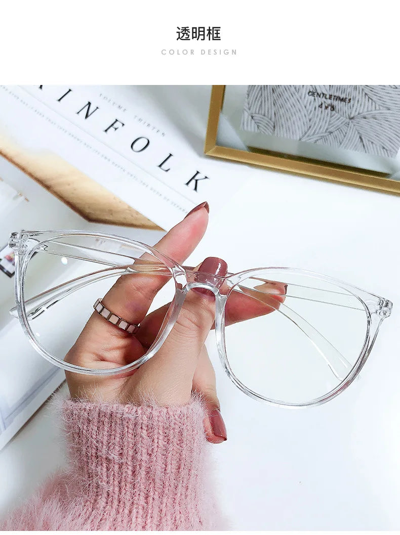 Transparent Computer Glasses Frame – Unisex Anti Blue Light Round Eyewear | Optical Spectacle Eyeglasses for Men & Women