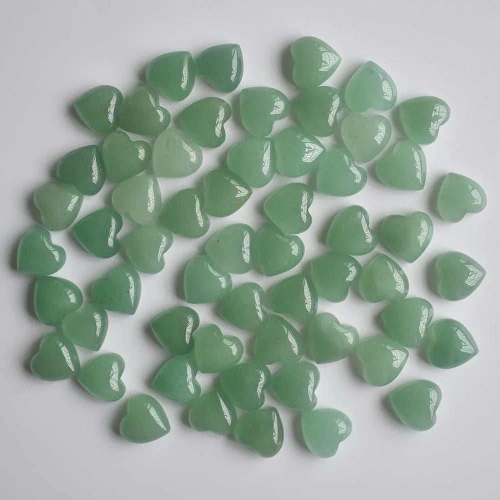 Assorted Natural Stone Heart Cabochons 10mm – 50pcs Wholesale Lot for Jewelry Making High Quality Gemstone Beads