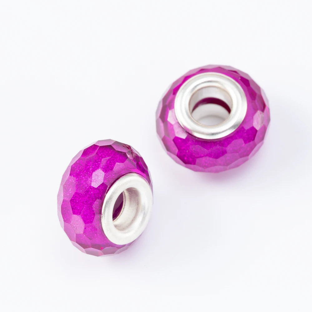 20Pcs Silver Plated Mix Color Resin Plastic Bead Charms Fit Pandora Bracelet DIY Jewelry