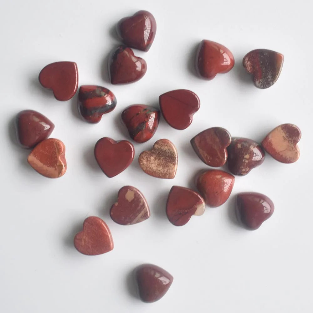 Assorted Natural Stone Heart Cabochons 10mm – 50pcs Wholesale Lot for Jewelry Making High Quality Gemstone Beads