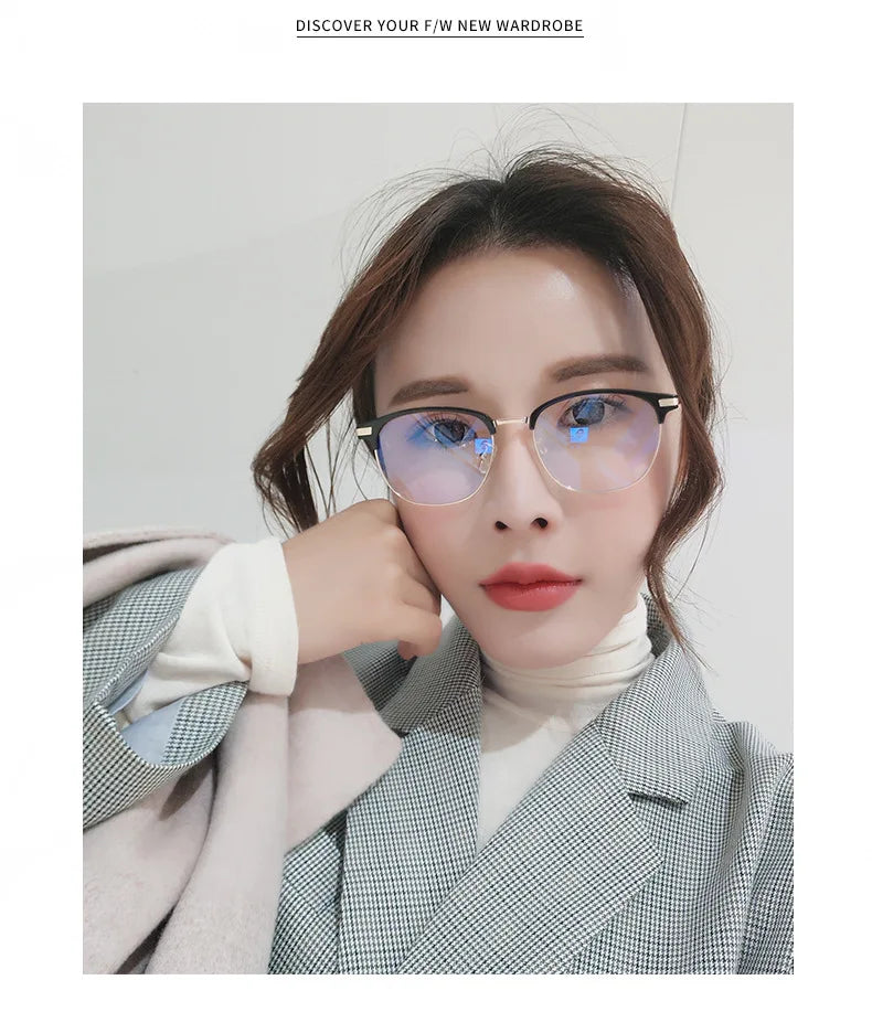 Anti-Blu-ray Round Glasses – TR90 & Metal Computer Gaming Goggles for Men & Women