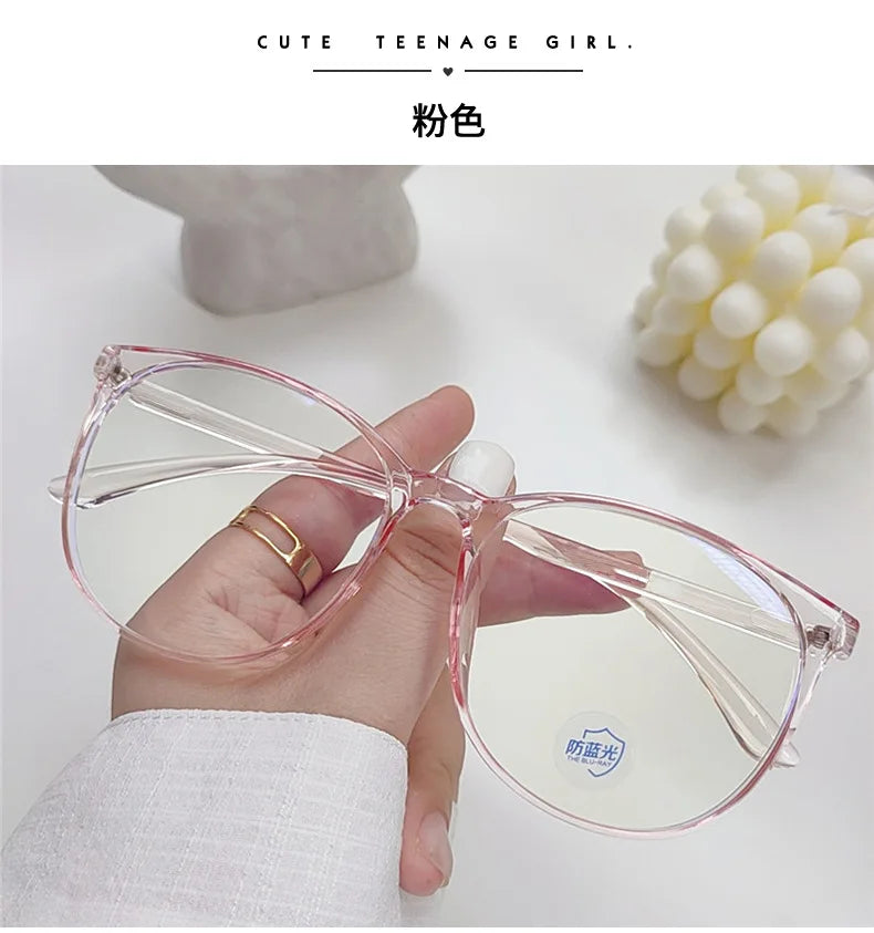 Transparent Computer Glasses Frame – Unisex Anti Blue Light Round Eyewear | Optical Spectacle Eyeglasses for Men & Women