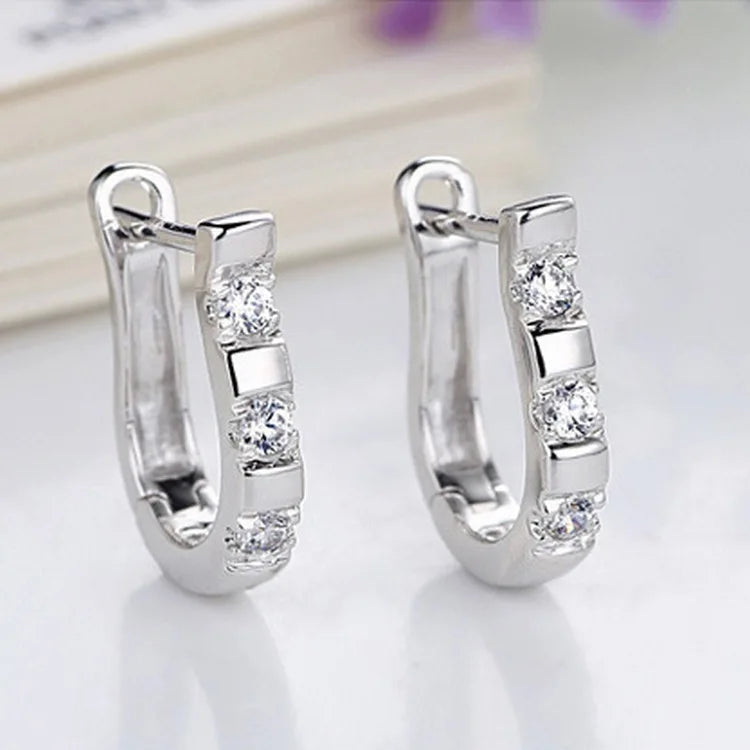 LByzHan Authentic 925 Sterling Silver Harp & Horseshoe Zircon Stud Earrings for Women – Elegant Wedding Gift