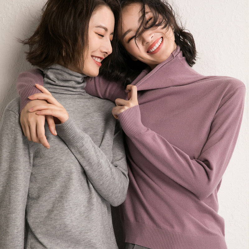 2025 Women’s Autumn Winter Turtleneck Sweater – Slim Fit Korean Knit Tops | Stretch Basic Pullovers