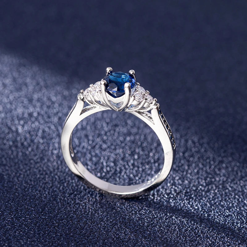 Trendy 925 Sterling Silver Rings with Sapphire Zircon | Women’s Wedding & Engagement Jewelry
