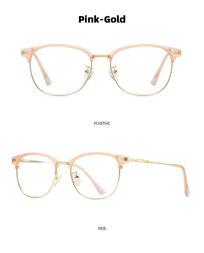 Anti-Blu-ray Round Glasses – TR90 & Metal Computer Gaming Goggles for Men & Women