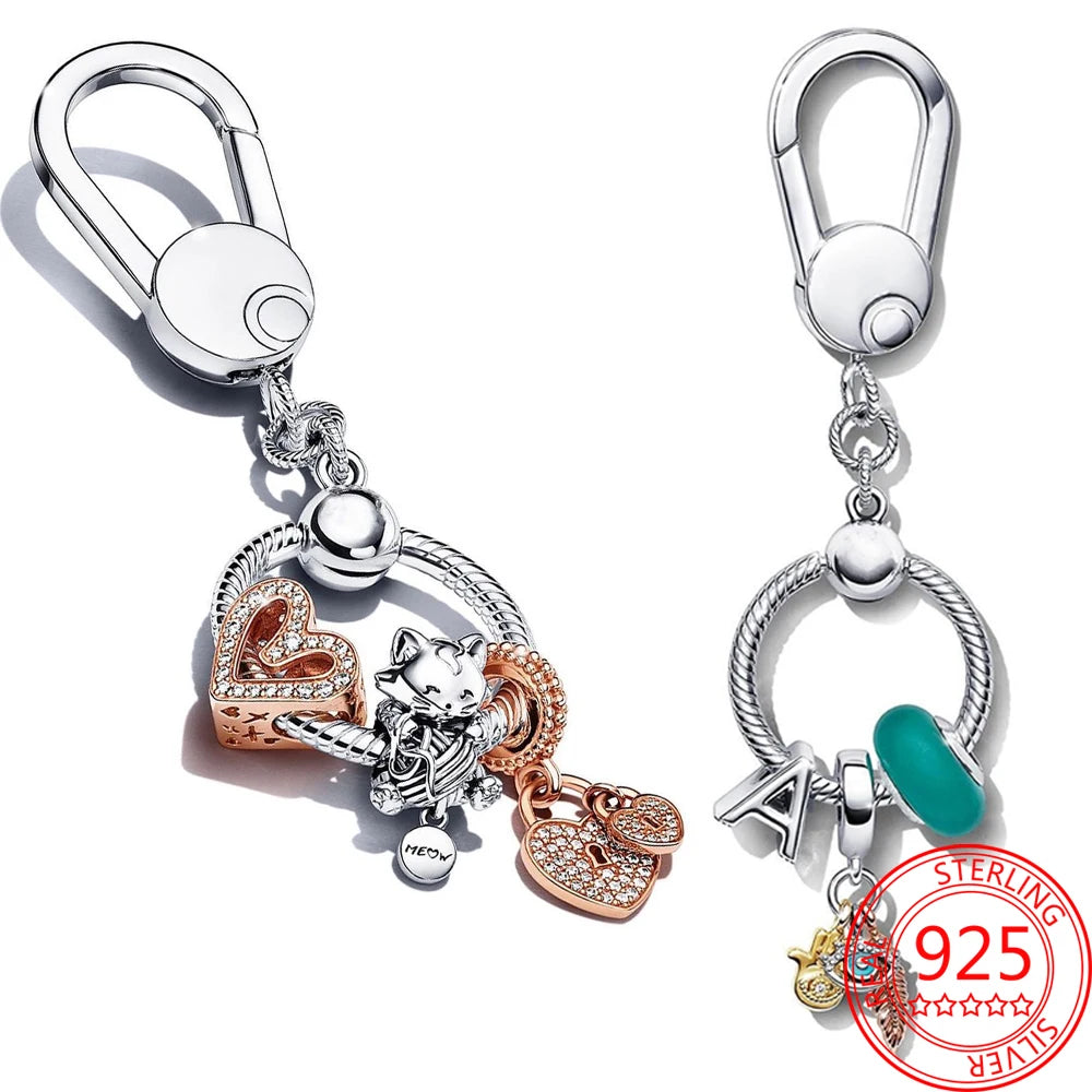 Luxury 925 Sterling Silver Sweet Home Bag Charm – Fits Pandora Key Ring, Necklace & Keychain DIY Jewelry Gift