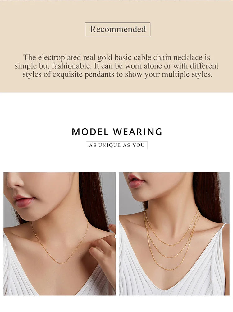 BAMOER Classic 925 Sterling Silver O-Chain Necklace – Adjustable Box Chain for Women