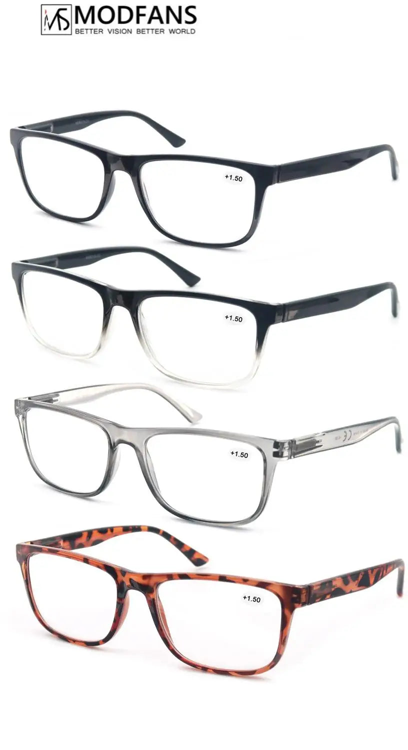 MODFANS Oversize Reading Glasses for Men – Rectangle Classic Frame Readers with Spring Hinge | Lightweight Eyewear MSR213