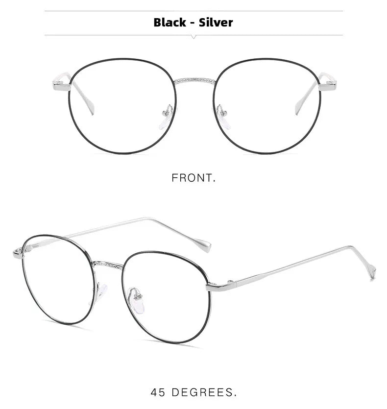 Unisex Metal Round Frame Blue Light Blocking Glasses – Stylish Anti-Blue Light Eyewear for Men & Women