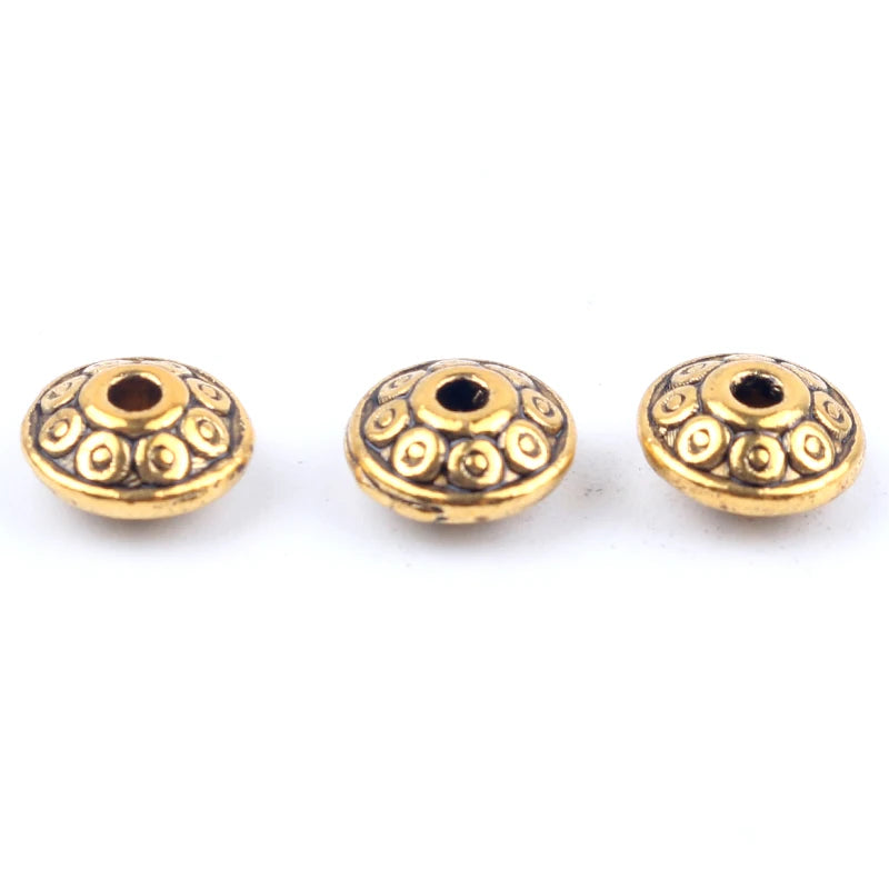 50pcs Gold Rhinestone Rondelle Spacer Beads | Metal Crystal Beads for DIY Jewelry, Bracelets & Charm Accessories