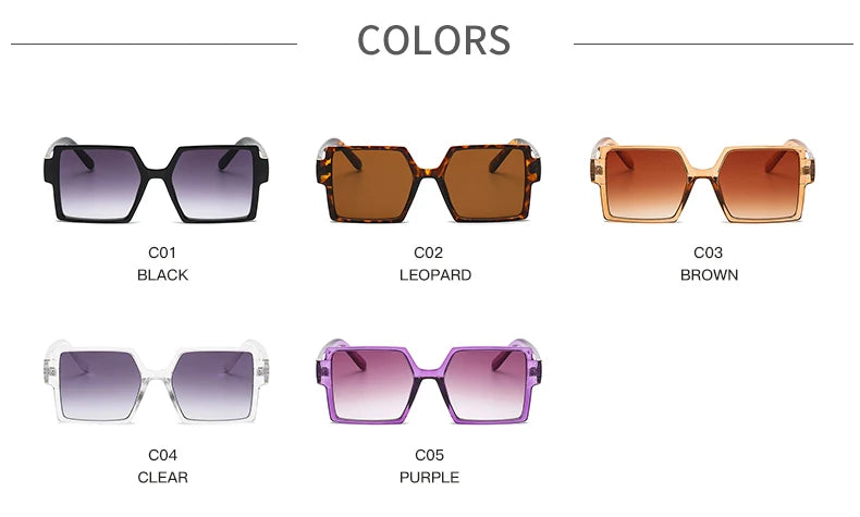 1/2pcs Vintage Large Frame Square Sunglasses for Women – Retro Brand Big Frame Sun Glasses | Black Fashion Gradient Eyeglasses