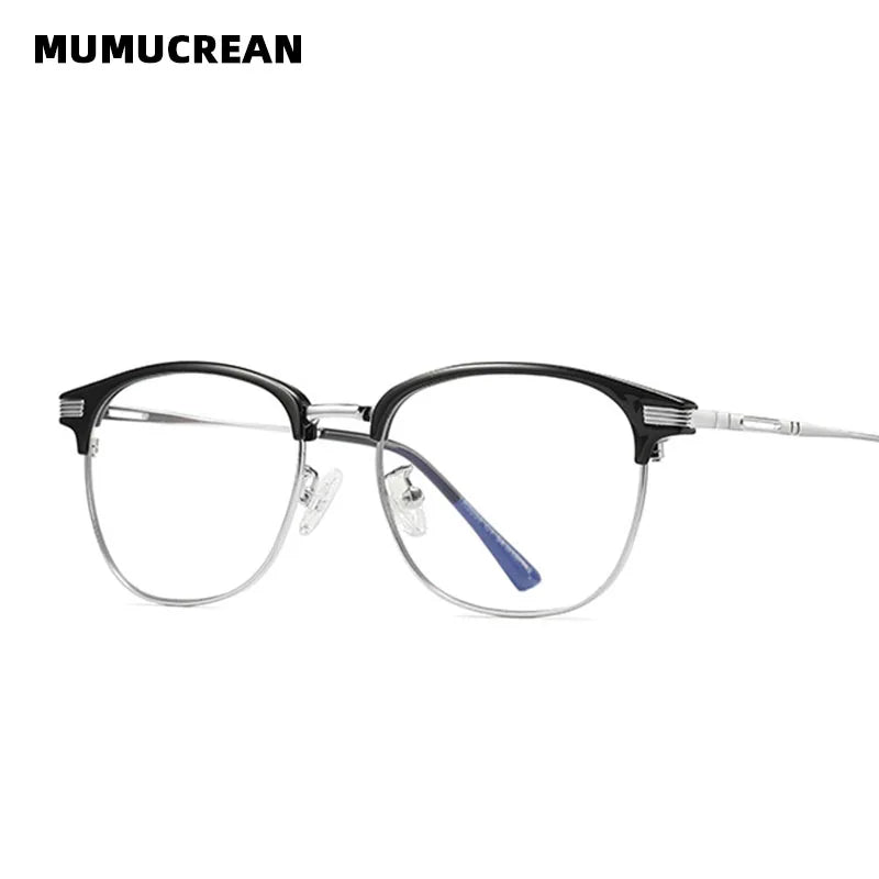 Anti-Blu-ray Round Glasses – TR90 & Metal Computer Gaming Goggles for Men & Women