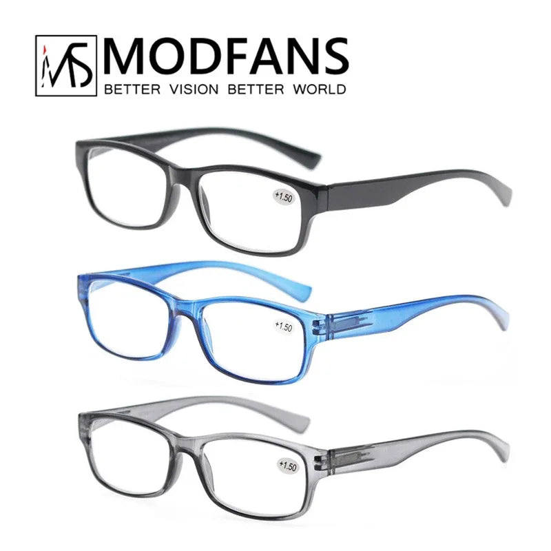 MODFANS 3 Pack Reading Glasses for Men – Vintage Square Frame Eyeglasses with Spring Hinges | High Quality & Great Value