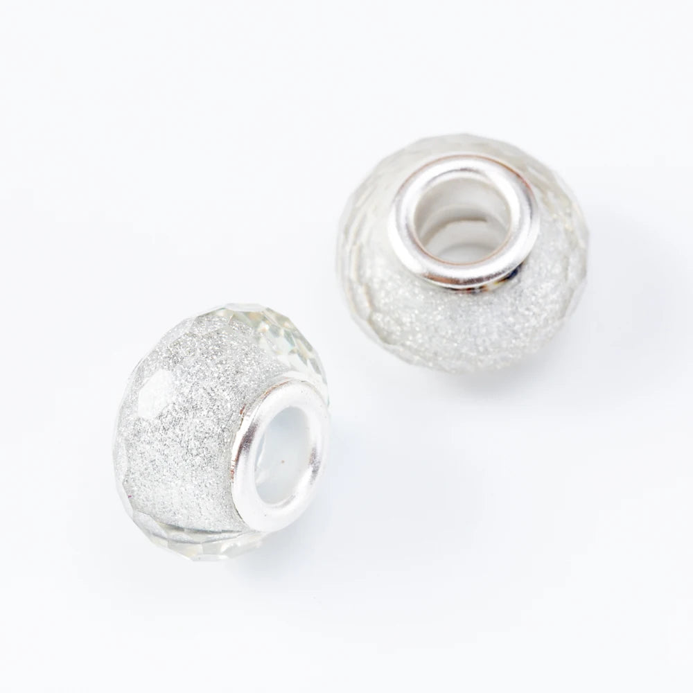 20Pcs Silver Plated Mix Color Resin Plastic Bead Charms Fit Pandora Bracelet DIY Jewelry