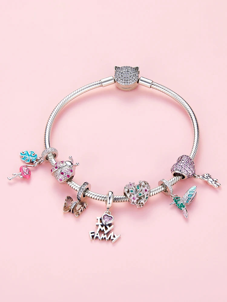 WOSTU 925 Sterling Silver Mixed Charms | Pet, Camera, Bee, Coffee & Ladybug Beads – Fit Original Pandora DIY Bracelet Jewelry